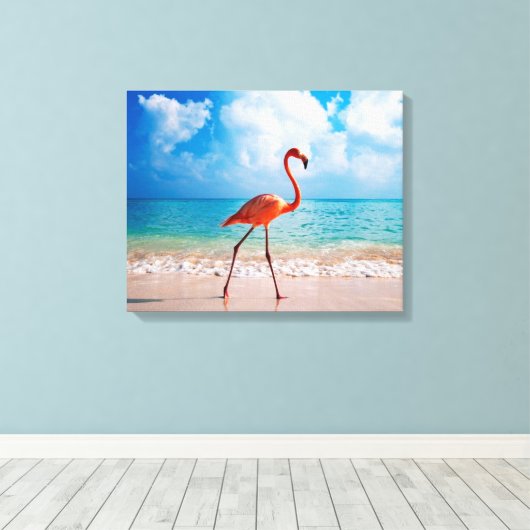 Canvas Art-Flamingo (Insitu (Houten vloer))