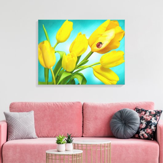 Canvas Art-gele tulpen (Insitu (Woonkamer))