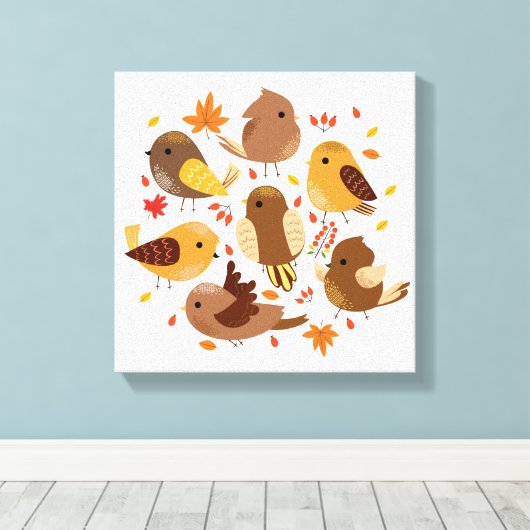 Canvas Art-Herfst vogels (Insitu (Houten vloer))