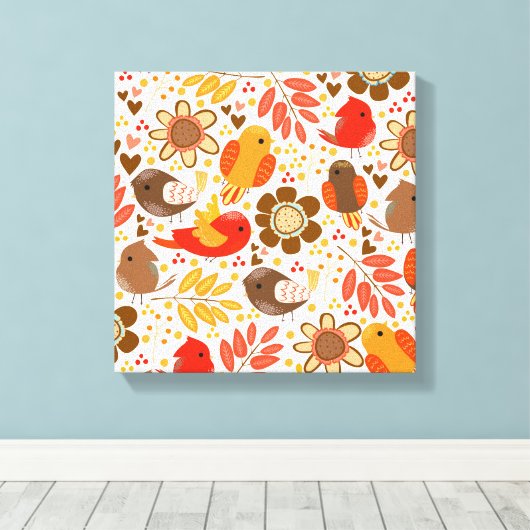 Canvas Art-Herfst vogels (Insitu (Houten vloer))