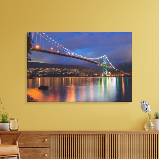 Canvas Art-Lit Bridge over de baai (Insitu (Woonkamer))