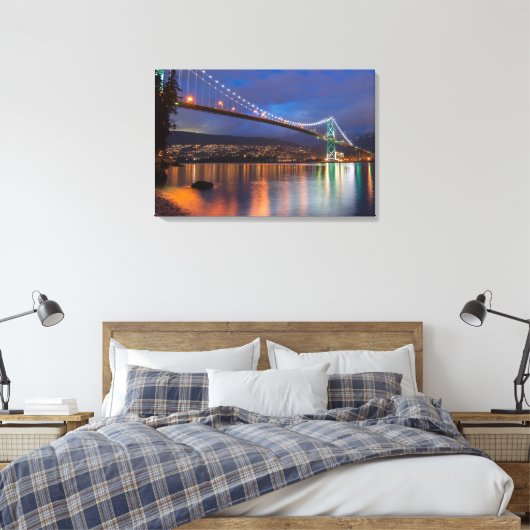 Canvas Art-Lit Bridge over de baai (Insitu (Slaapkamer))