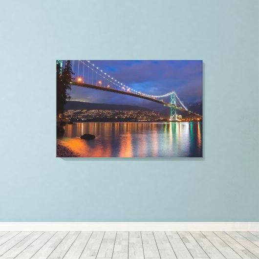 Canvas Art-Lit Bridge over de baai (Insitu (Houten vloer))