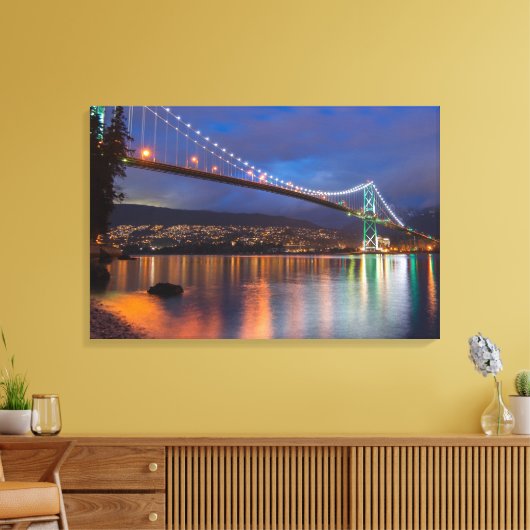 Canvas Art-Lit Bridge over de baai (Insitu (Woonkamer))