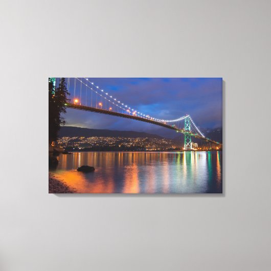 Canvas Art-Lit Bridge over de baai (Voorkant)