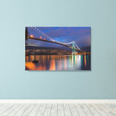 Canvas Art-Lit Bridge over de baai Afdruk (Insitu (Houten vloer))