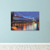Canvas Art-Lit Bridge over de baai Afdruk (Insitu (Houten vloer))