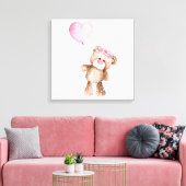 Canvas Art — Meisje Baby Beer met ballon (Insitu (Woonkamer))
