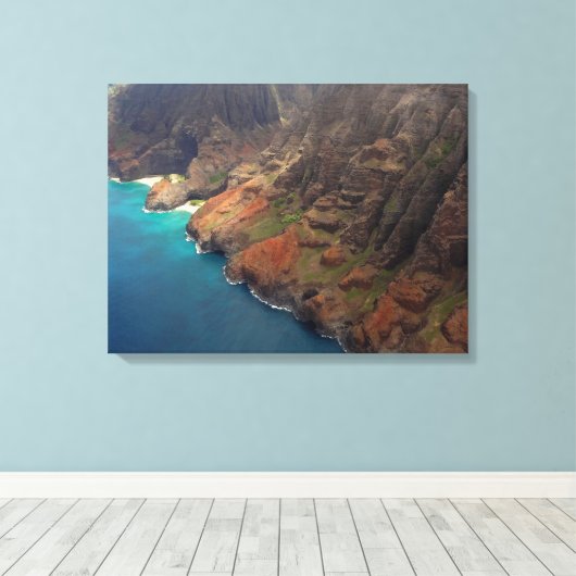 Canvas Art-Napali kust Kauai (Insitu (Houten vloer))