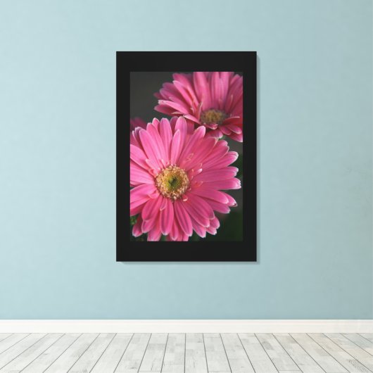 Canvas Art-roze madeliefjes (Insitu (Houten vloer))