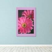Canvas Art-roze madeliefjes Afdruk (Insitu (Houten vloer))