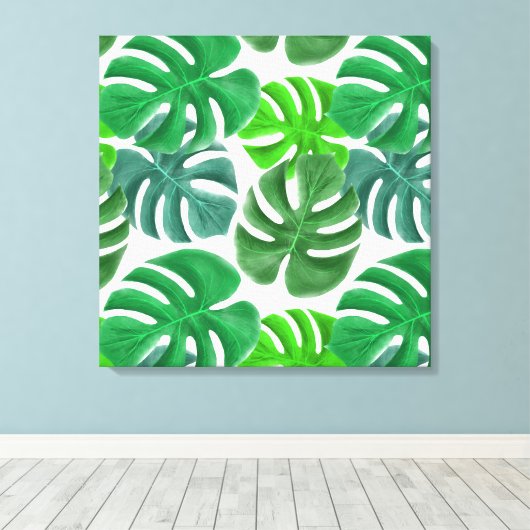 Canvas Art-Tropical Palm Print (Insitu (Houten vloer))