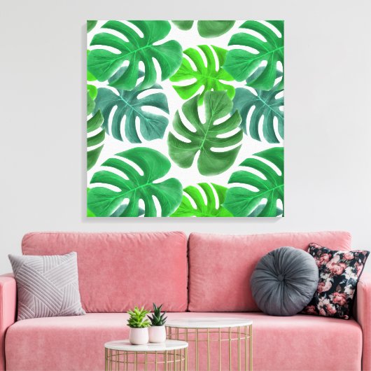 Canvas Art-Tropical Palm Print (Insitu (Woonkamer))