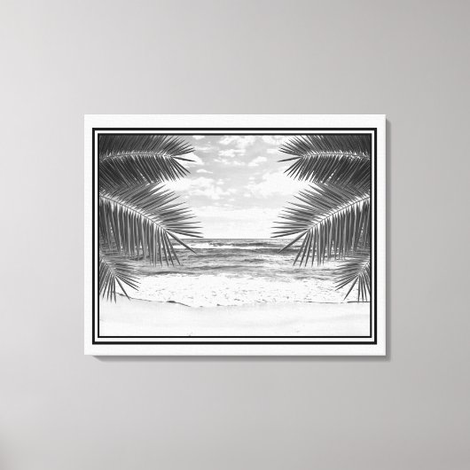 Canvas Art-tropisch strand in B&W Afdruk (Voorkant)