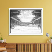Canvas Art-tropisch strand in B&W Afdruk (Insitu (Woonkamer))