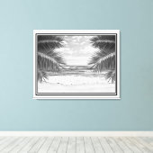 Canvas Art-tropisch strand in B&W Afdruk (Insitu (Houten vloer))