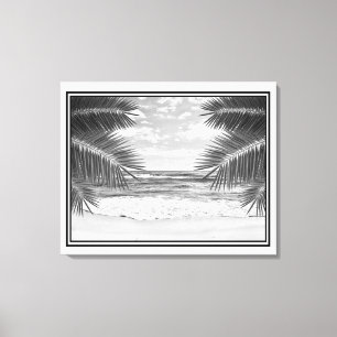 Canvas Art-tropisch strand in B&W Afdruk
