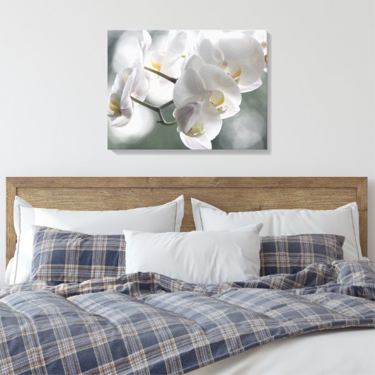 Canvas Art-witte orchideeën Afdruk (Insitu (Slaapkamer))