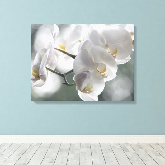 Canvas Art-witte orchideeën Afdruk (Insitu (Houten vloer))