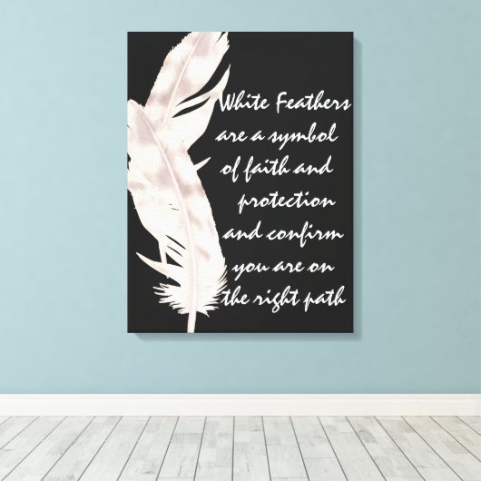 Canvas Art witte veren (Insitu (Houten vloer))