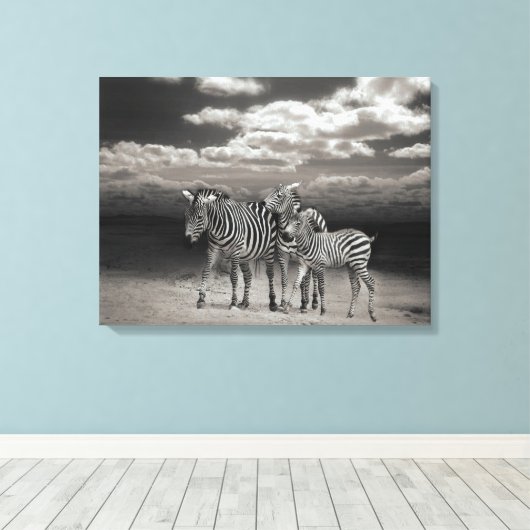 Canvas Art-Zebra's (Insitu (Houten vloer))
