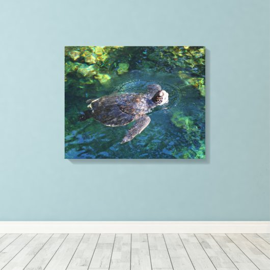 Canvas Art-Zee Turtle (Insitu (Houten vloer))