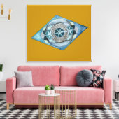 Canvas Atlantic Blue with Sacred Geometry Design  (Insitu (Woonkamer))