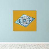 Canvas Atlantic Blue with Sacred Geometry Design  (Insitu (Houten vloer))