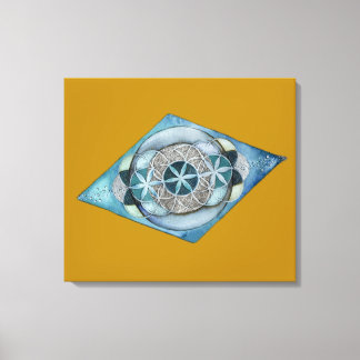 Canvas Atlantic Blue with Sacred Geometry Design 