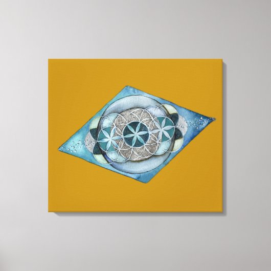 Canvas Atlantic Blue with Sacred Geometry Design  (Voorkant)