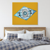 Canvas Atlantic Blue with Sacred Geometry Design  Afdruk (Insitu (Slaapkamer))