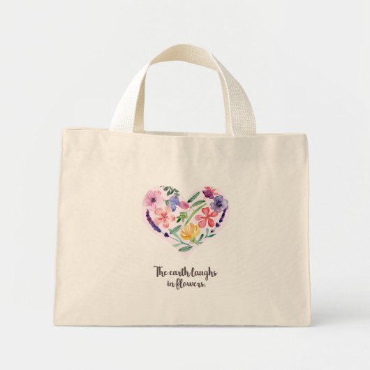 Canvas Baf - De aarde lacht in bloemen Mini Tote Bag (Voorkant)
