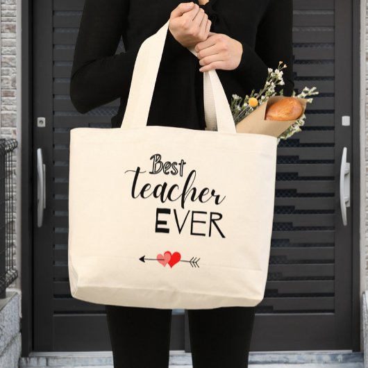 Canvas bag, best teacher ever. grote tote bag