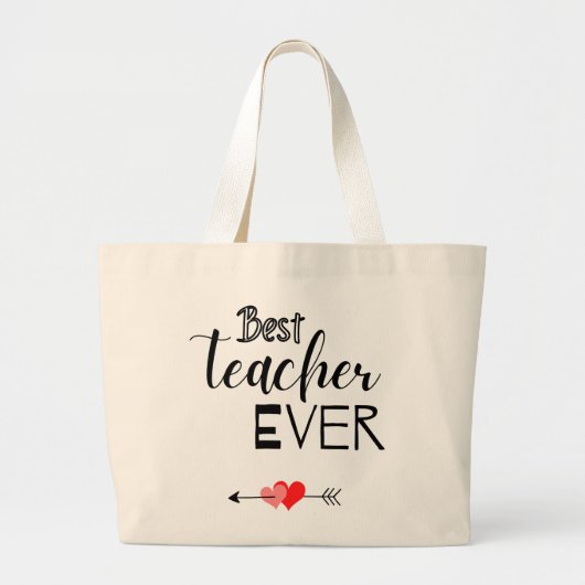 Canvas bag, best teacher ever. grote tote bag (Voorkant)