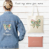 Canvas Bag with Floral Bow - Boho Chic Style. Tote Bag
