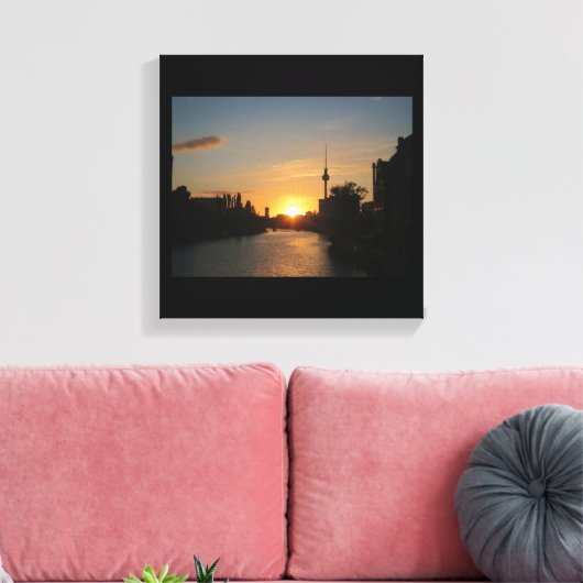 Canvas Berlijn Duitsland Skyline Night Fernsehturm (Insitu (Woonkamer))