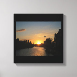 Canvas Berlijn Duitsland Skyline Night Fernsehturm