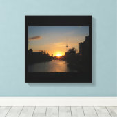 Canvas Berlijn Duitsland Skyline Night Fernsehturm Afdruk (Insitu (Houten vloer))