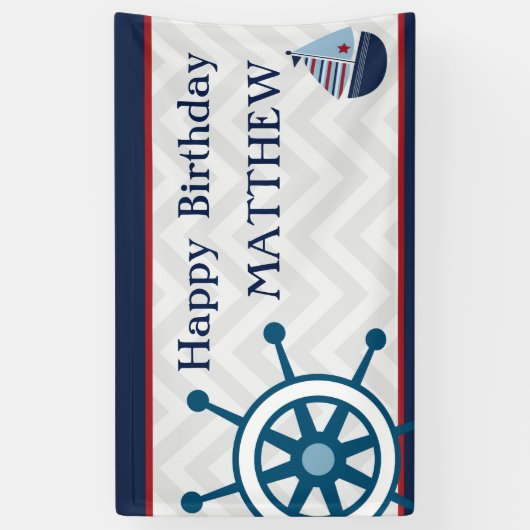 Canvas Birthday Party Sailor Spandoek (Verticaal)