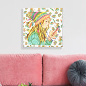 Canvas Boho Hoed Meisje Thema Afdruk (Insitu (Woonkamer))