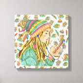 Canvas Boho Hoed Meisje Thema Afdruk (Voorkant)