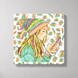 Canvas Boho Pet Meisje Thema