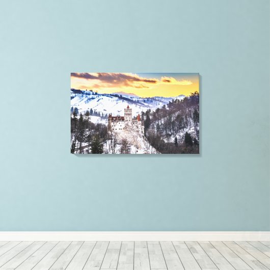 Canvas Bran Castle Afdruk (Insitu (Houten vloer))