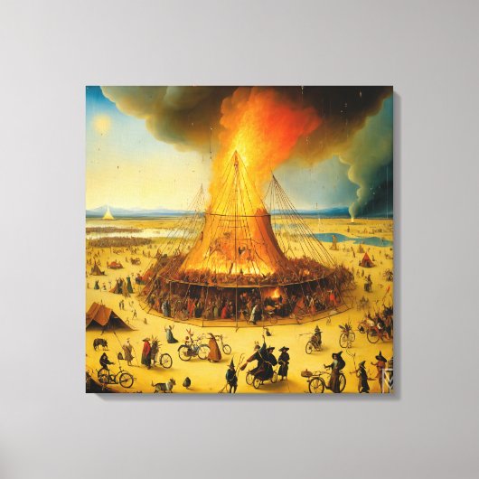 Canvas Burning Man in Boschian Vision (Voorkant)