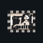 Canvas  Cafe Art Deco Streep Zwart Zilver<br><div class="desc">Canvas  Cafe Art Deco Streep Zwart Zilveren Wandkunst</div>