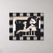 Canvas Cafe Art Deco Streep Zwart Zilver (Voorkant)