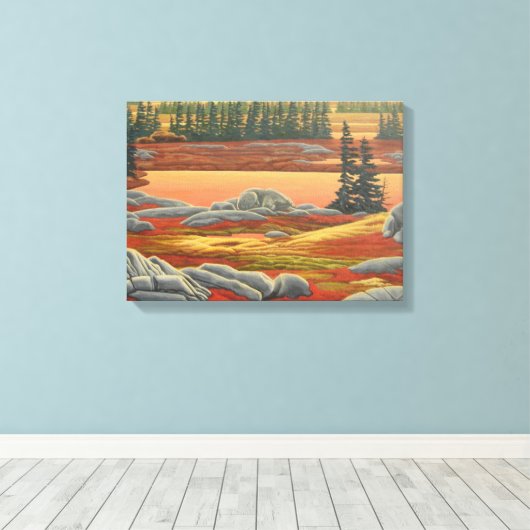 Canvas Canvas Beer Canvas in Canadees landschap (Insitu (Houten vloer))