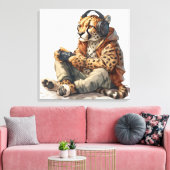 Canvas Cheetah Spelen Videogames Kunst voor Kinder Afdruk (Insitu (Woonkamer))