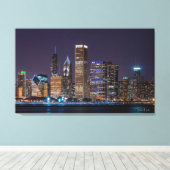 Canvas - Chicago Skyline Illinois met Night Sky (Insitu (Houten vloer))