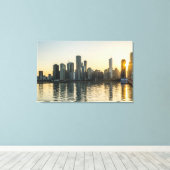 Canvas - Chicago Skyline in Illinois op Sunset (Insitu (Houten vloer))